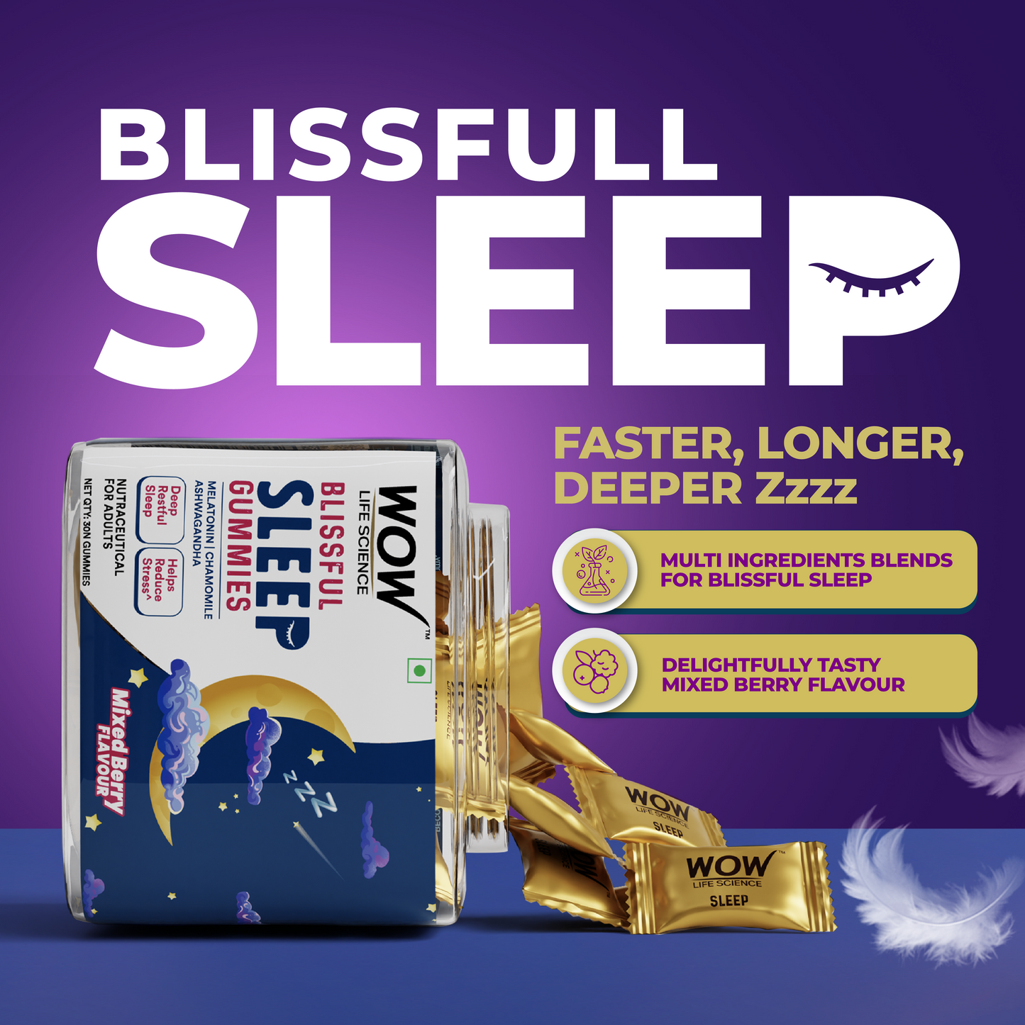 Blissful Sleep Gummies With 5mg Melatonin For Stronger & Stress Free Sleep