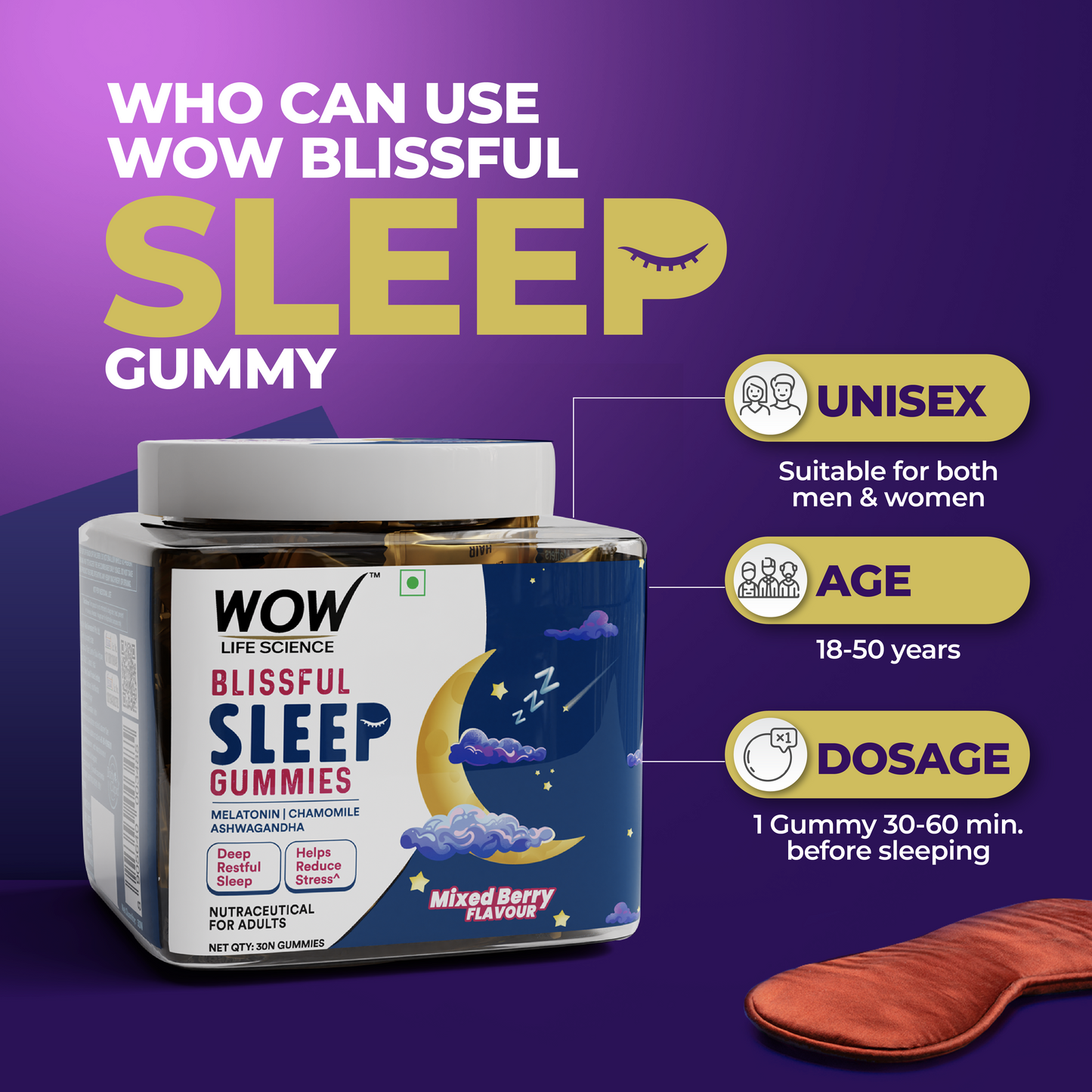 Blissful Sleep Gummies With 5mg Melatonin For Stronger & Stress Free Sleep