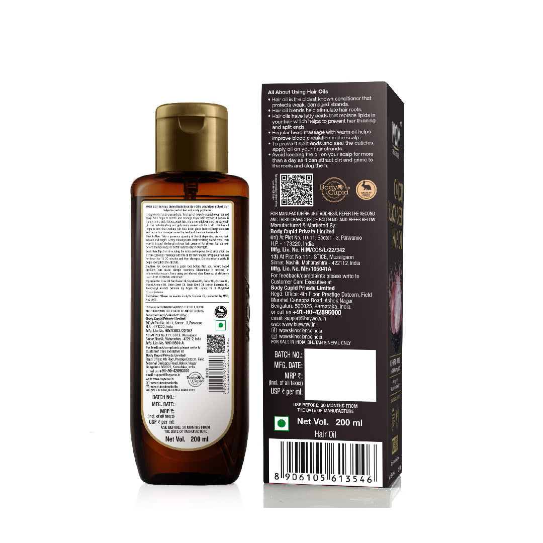 Onion Hair Oil For Hair Fall Control - With Black Seed Oil Extracts - 200 ML