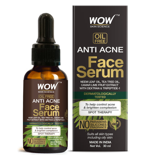 Anti Acne Face Serum - Natural Neem Leaf Oil, Tea Tree Oil, Caviar Lime Fruit Extract - Spot Therapy - No Parabens, Silicones & Fragrance - 30 ml