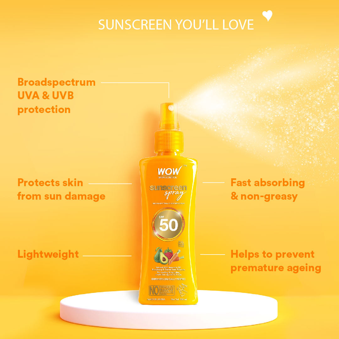 UV Water Transparent Sunscreen Spray SPF 50 - Quick Absorbing,Oil Free,Non Sticky-with Raspberry & Carrot Seed Extract - 100 ml