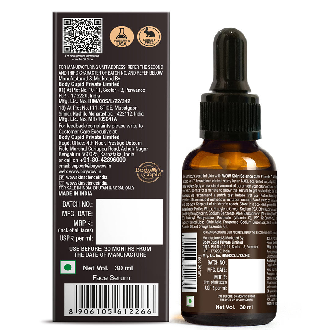 Vitamin C Serum For Face - For Skin Brightening And Hydration - Genuine 20%