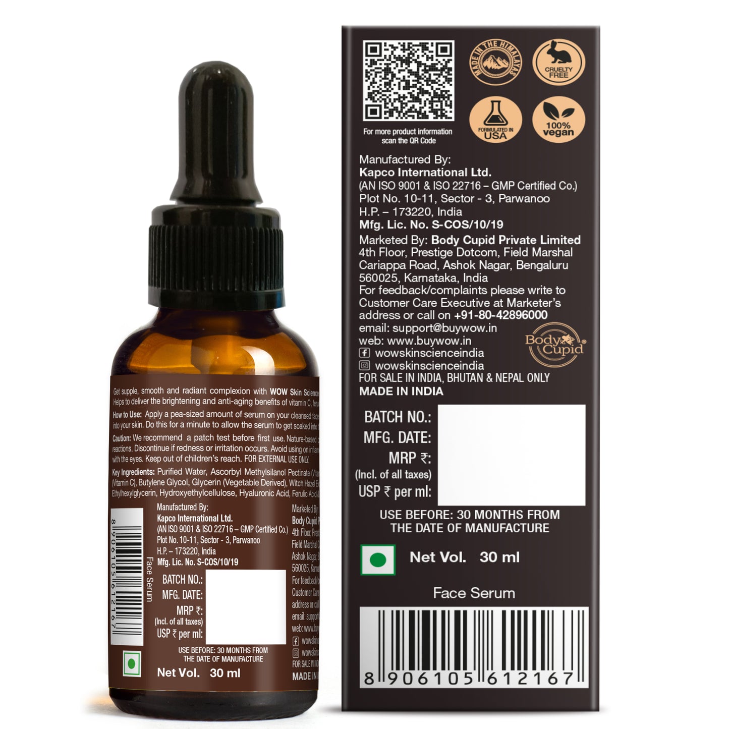 Vitamin C+(Plus) Face Serum - Vitamin C 20%, Ferulic Acid 1% - Brightening, Anti-Aging Skin Repair - 30 ml