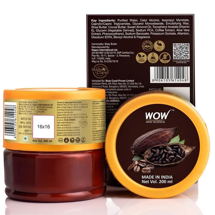 Arabica Coffee and Cocoa Body Butter - No Parabens, Silicones, Mineral Oil & Color