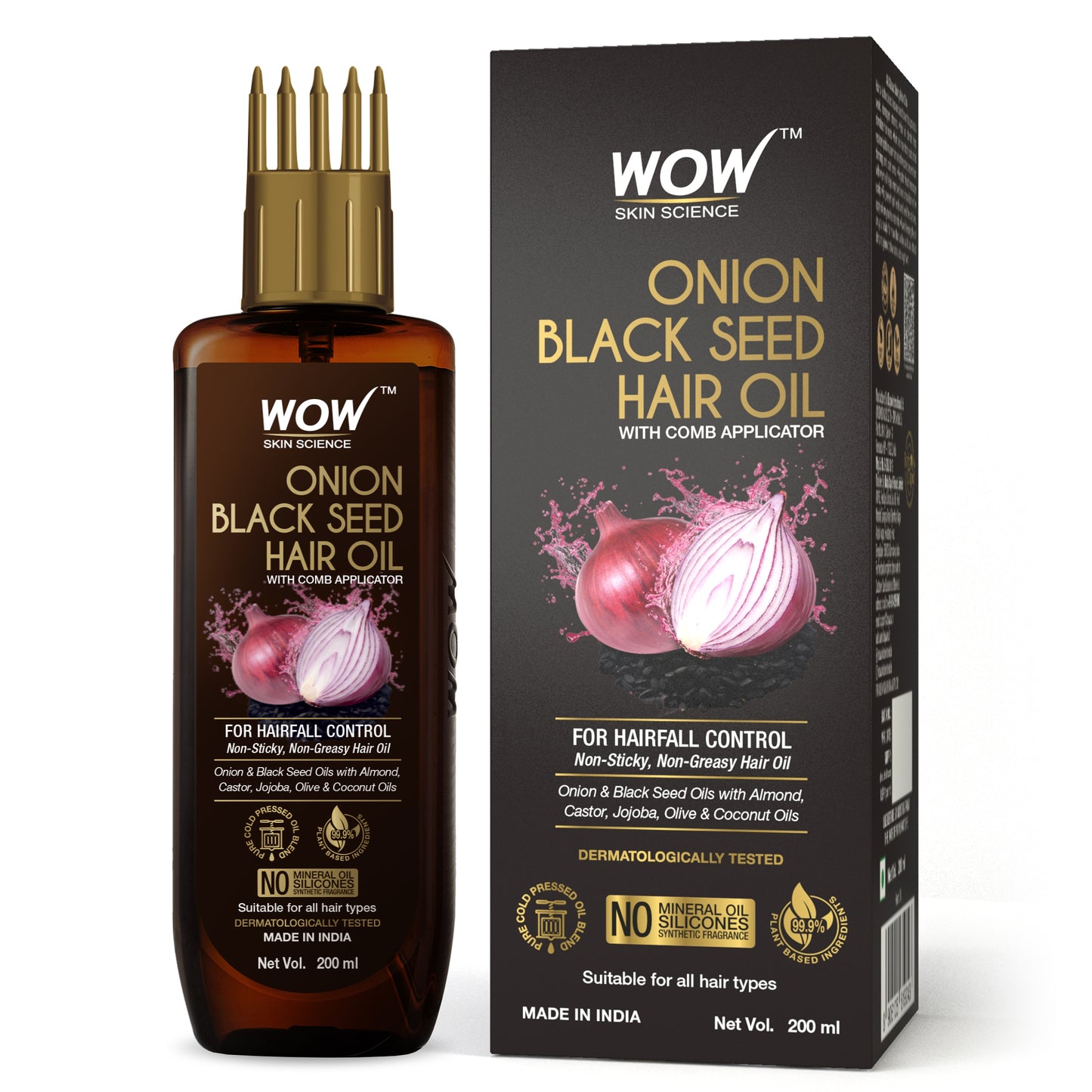 Onion Hair Oil For Hair Fall Control - With Black Seed Oil Extracts - 200 ML