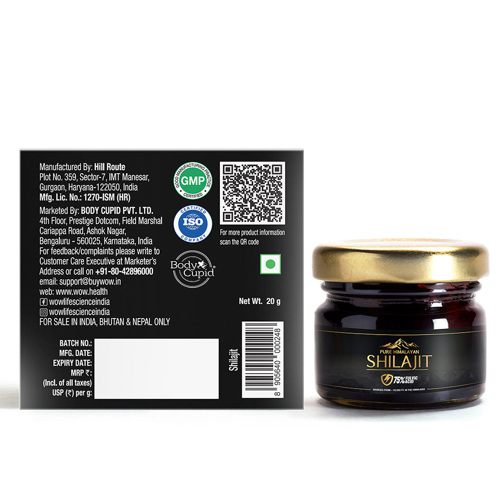 Pure Himalayan Shilajit / Shilajeet Resin - 20g | Guaranteed 75% Fulvic Acid