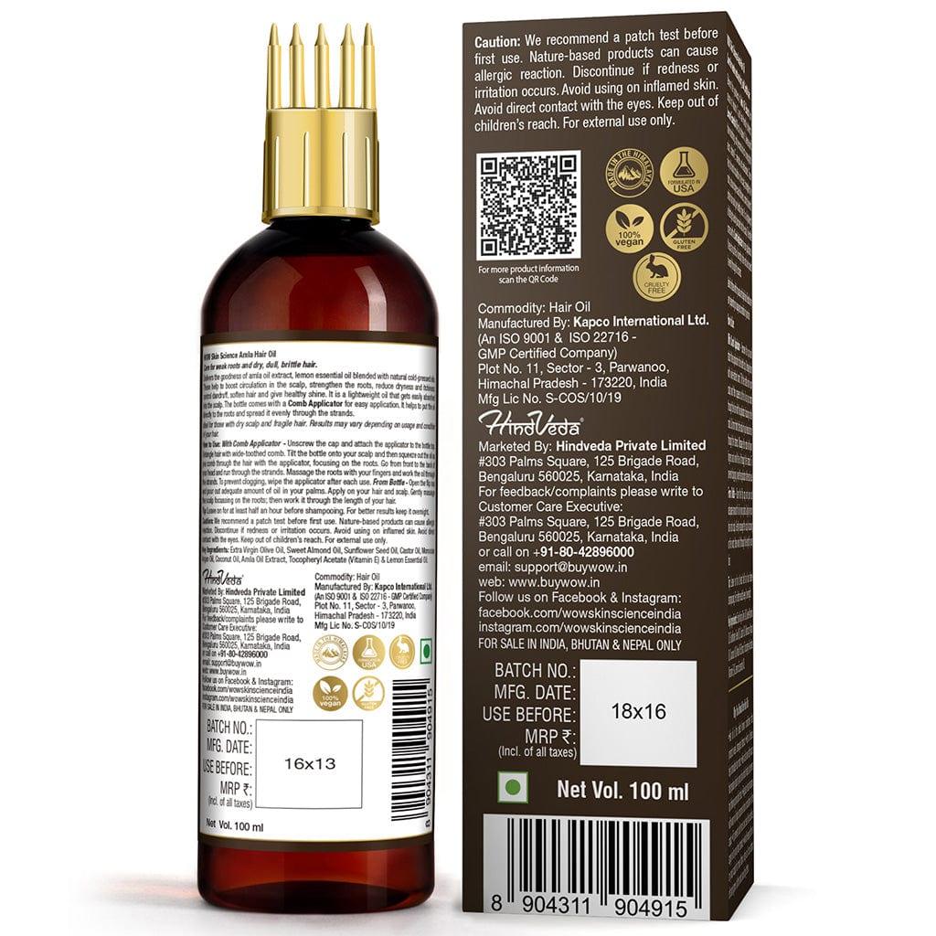 Amla Hair Oil - For Dry, Itchy Scalp and Limp hair - For Men and Women