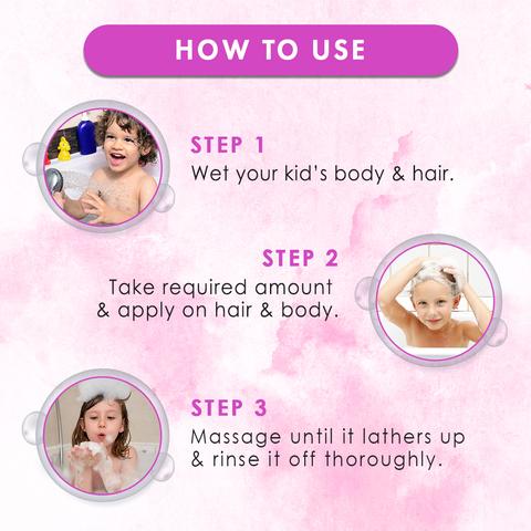 3-in-1 Tip to Toe Wash - Blueberry Kids Shampoo + Conditioner + Body Wash - No Sulphates & Parabens - 300 ml