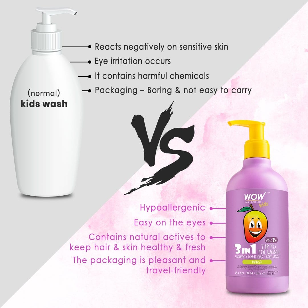 3-in-1 Tip to Toe Wash - Mango Kids Shampoo + Conditioner + Body Wash - 300 ml