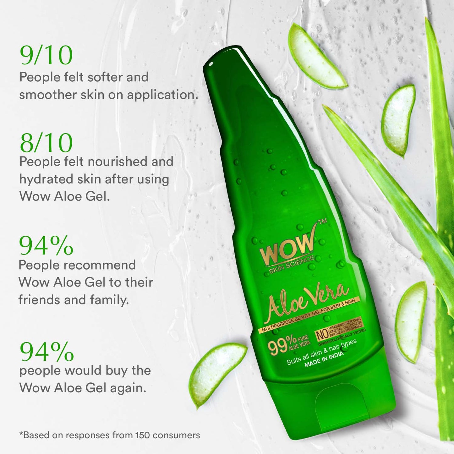 99% Pure Aloe Vera Beauty Gel for Skin & Hair - Suits All Skin & Hair Types