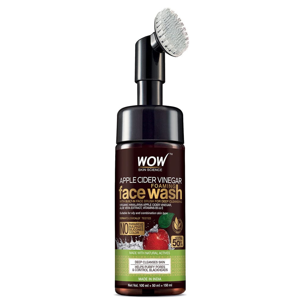 Apple Cider Vinegar Foaming Face Wash Save Earth Combo Pack- Consist of Foaming Face Wash with Built-In Brush & Refill Pack - Net Vol. 350 ml