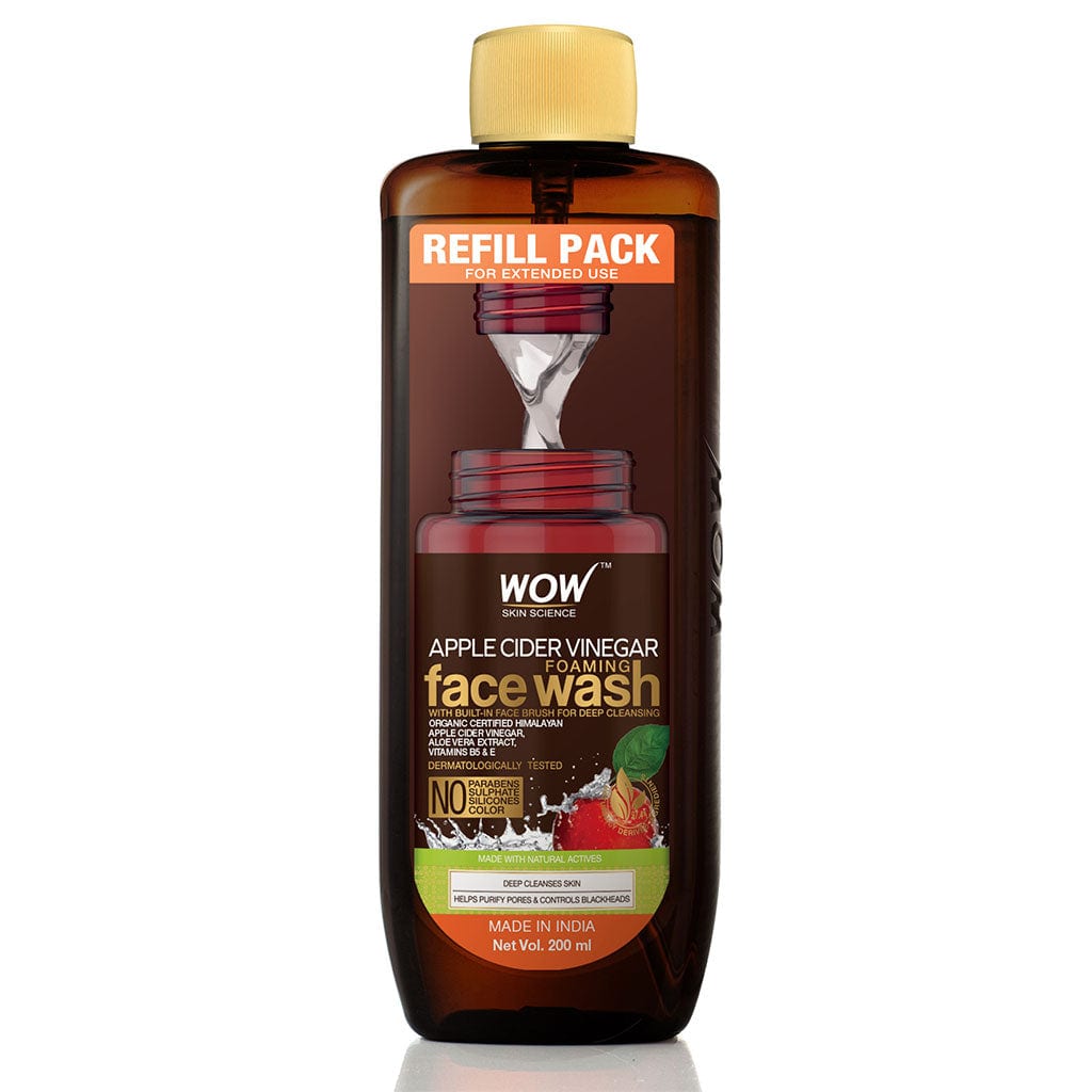 Apple Cider Vinegar Foaming Face Wash Save Earth Combo Pack- Consist of Foaming Face Wash with Built-In Brush & Refill Pack - Net Vol. 350 ml