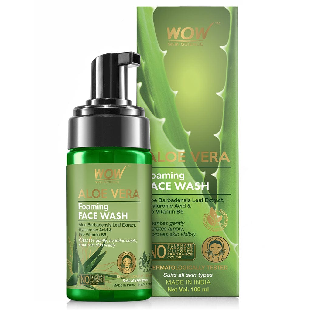 Aloe Vera Foaming Face Wash - with Aloe Vera Extract & Vitamin B5 - for Cleansing & Hydrating Skin - No Sulphate, Parabens, Silicones, Fragrance & Color - 100 ml