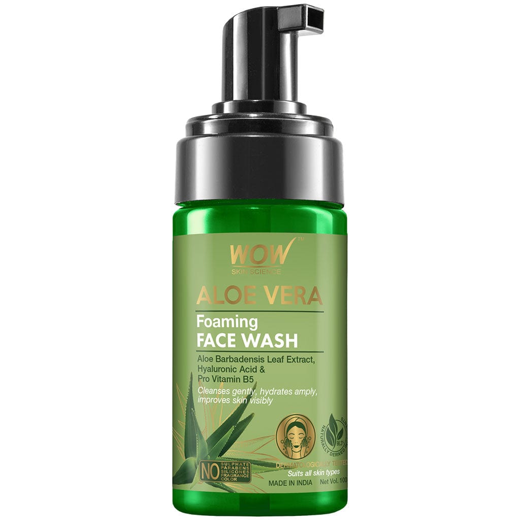 Aloe Vera Foaming Face Wash - with Aloe Vera Extract & Vitamin B5 - for Cleansing & Hydrating Skin - No Sulphate, Parabens, Silicones, Fragrance & Color - 100 ml