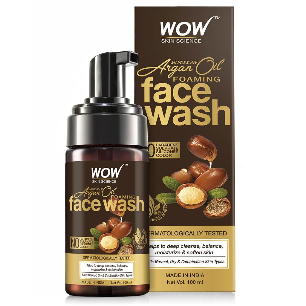 Moroccan Argan Oil Foaming Face Wash - contains Argan Oil & Aloe Extracts - for Dry to Normal Skin - No Parabens, Sulphate, Silicones & Synthetic Color - 100 ml