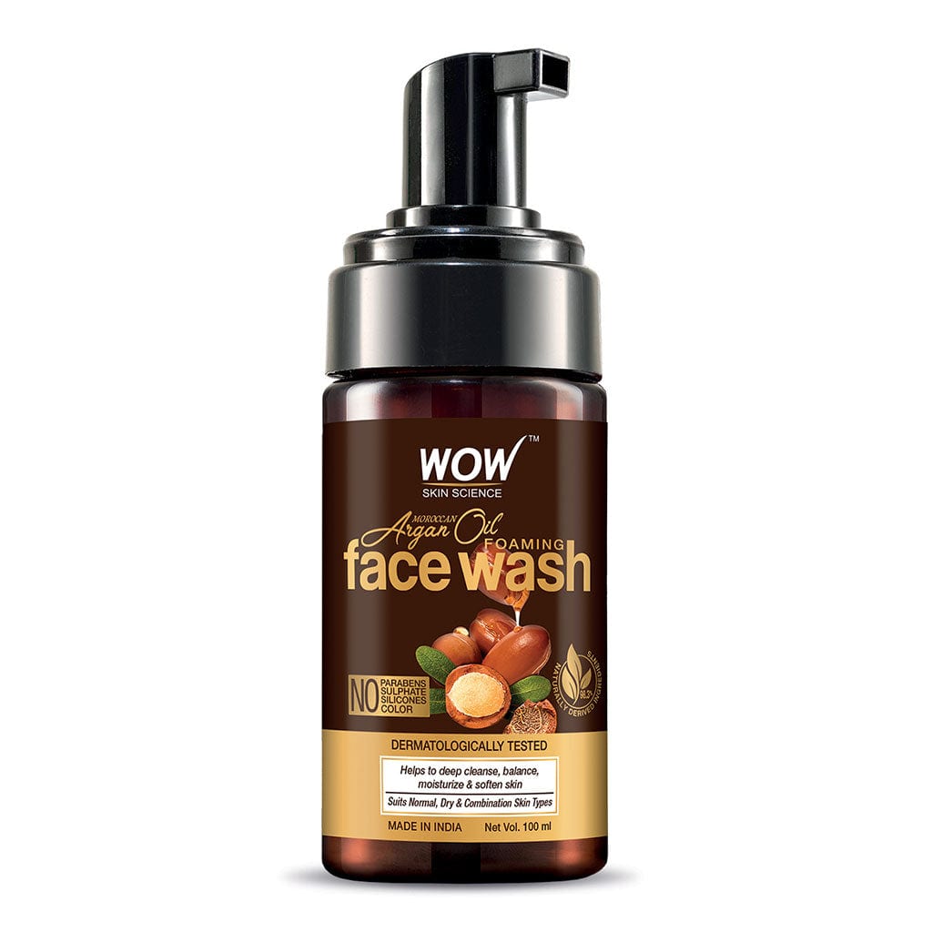 Moroccan Argan Oil Foaming Face Wash - contains Argan Oil & Aloe Extracts - for Dry to Normal Skin - No Parabens, Sulphate, Silicones & Synthetic Color - 100 ml