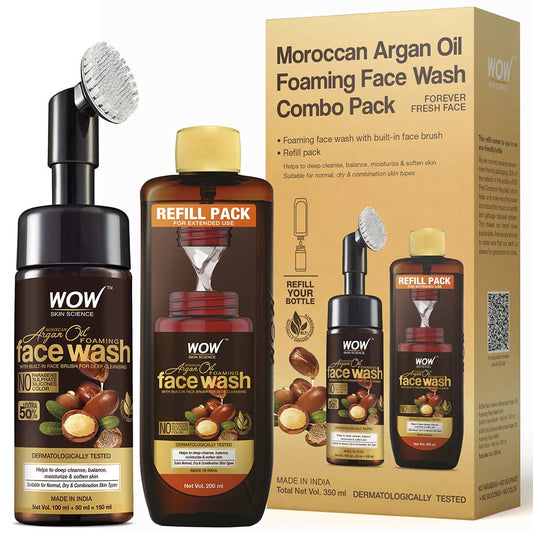 Moroccan Argan Oil Foaming Face Wash Combo Pack - FOREVER FRESH FACE - Total 350 ml