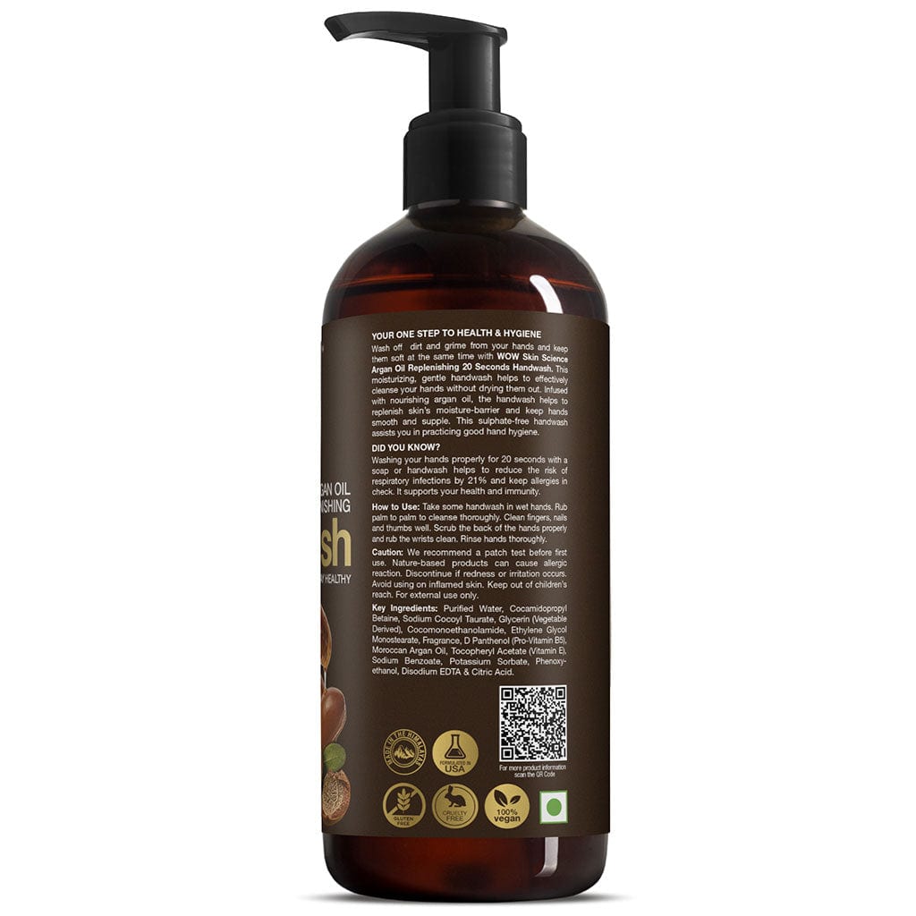 Argan Oil Replenishing Handwash - 20 Seconds  - No Sulphate, Parabens, Silicones, Color & Triclosan - 500 ml