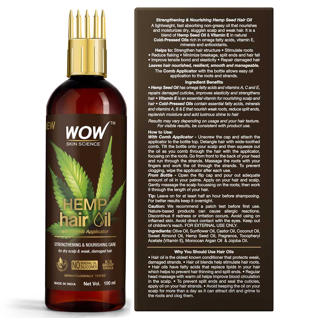 Hemp Hair Oil - For Dry, Damaged and Chemically Treated Hair - 100ml