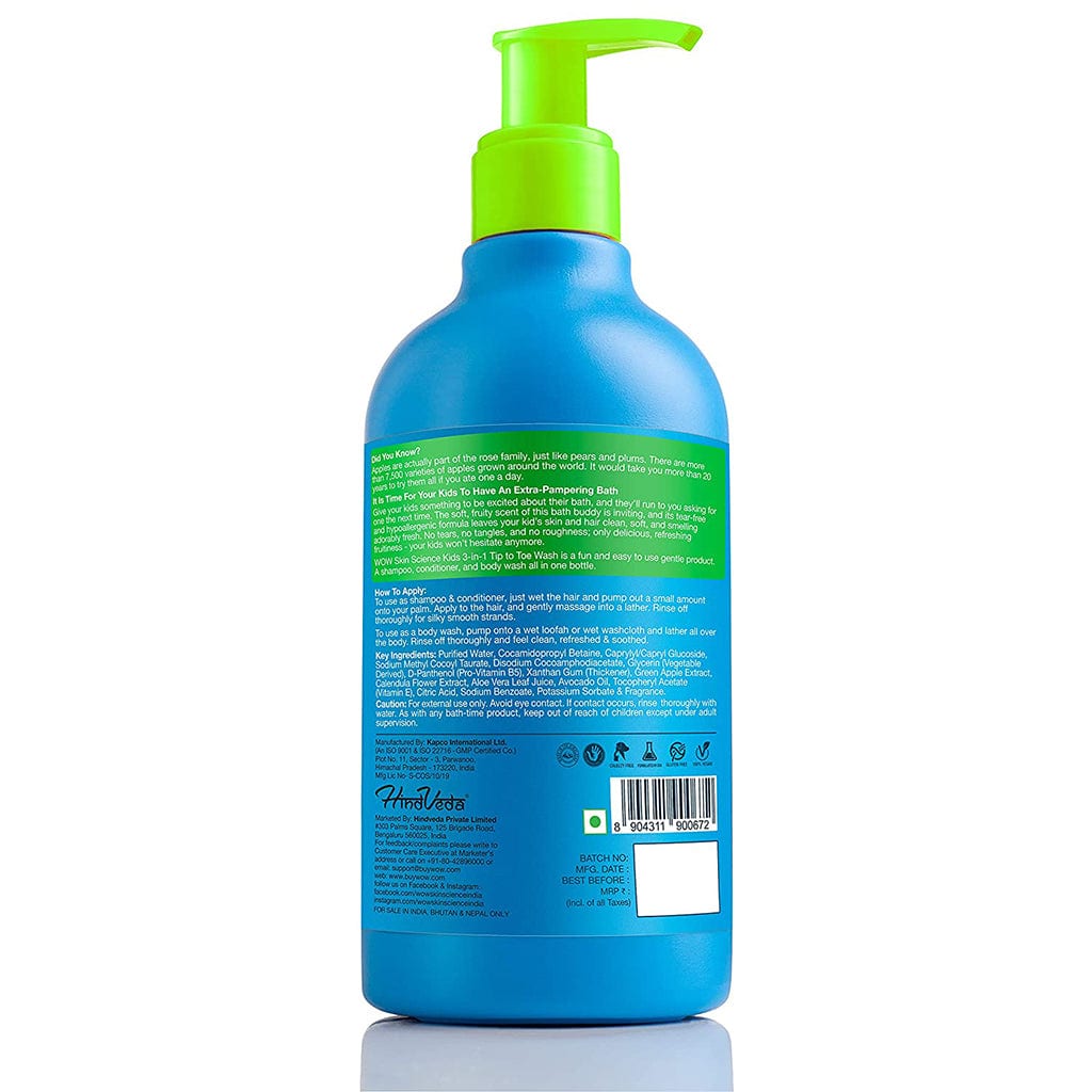 Kids Tip To Toe Wash - Shampoo - Conditioner - Body Wash - No Sulphates & Parabens - Green Apple - 300 ml