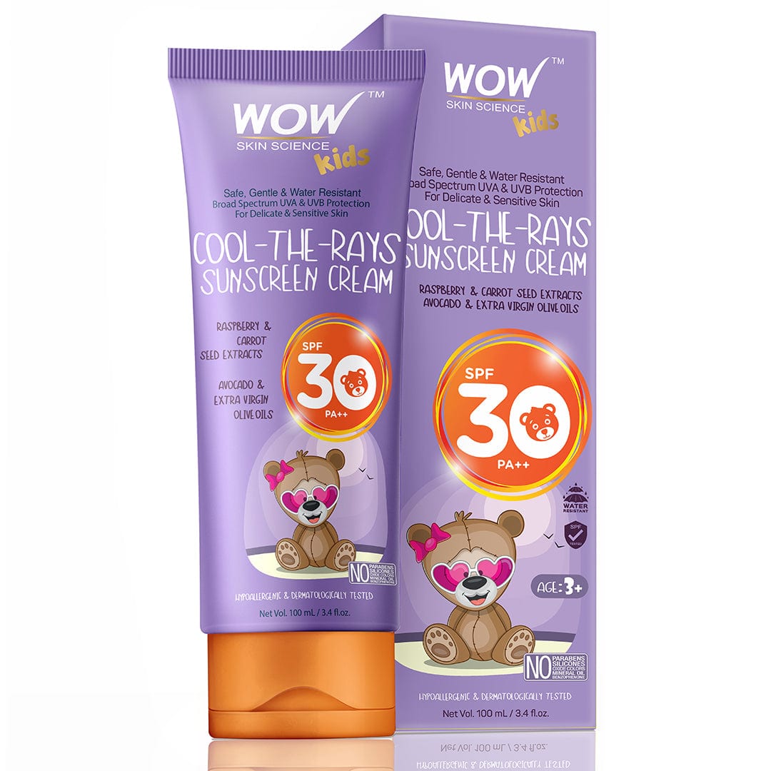 WOW Skin Science Kids Cool-The-Rays Sunscreen Cream Spf 30 Pa++ - No Parabens, Silicones, Oxide Color, Mineral Oil and Benzophenone - 100 ml - BuyWow