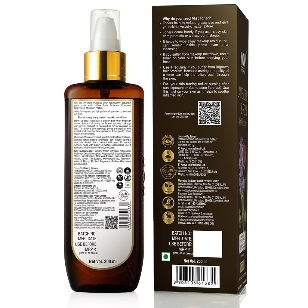 Lavender & Rose No Parabens & Sulphate Skin Mist Toner - 200 ml