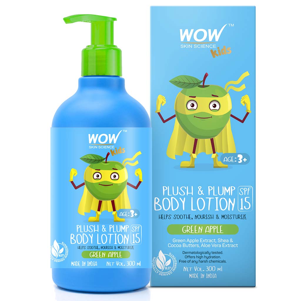 Kids Plush & Plump Body Lotion - Green Apple - SPF 15 - No Parabens, Mineral Oil, Silicones & Color - 300 ml