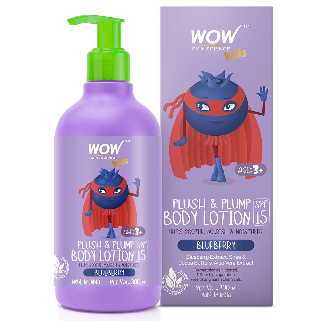 Kids Plush & Plump Body Lotion - Blueberry - SPF 15 - No Parabens, Mineral Oil, Silicones & Color - 300 ml