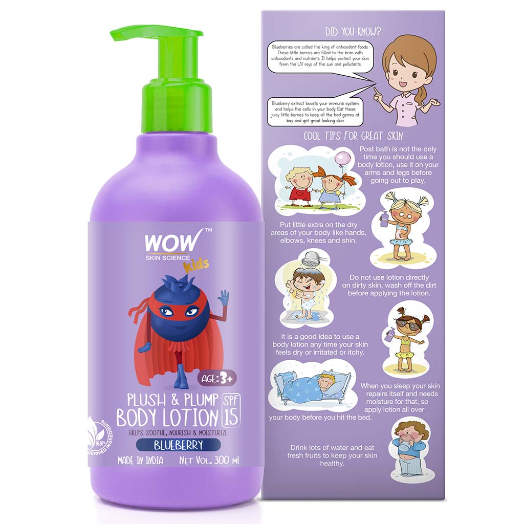 Kids Plush & Plump Body Lotion - Blueberry - SPF 15 - No Parabens, Mineral Oil, Silicones & Color - 300 ml