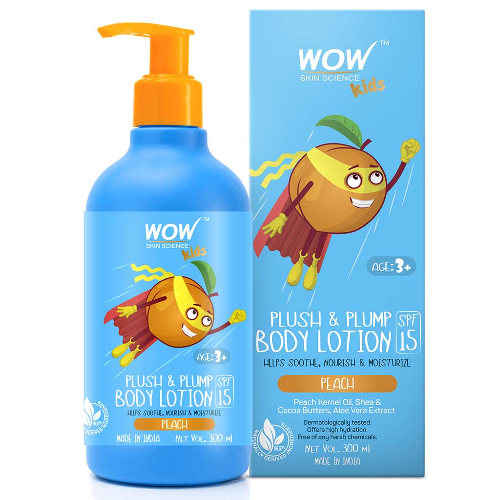 Kids Plush & Plump Body Lotion - Peach - SPF 15 - No Parabens, Mineral Oil, Silicones & Color - 300 ml