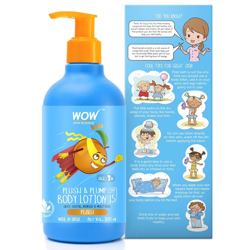 Kids Plush & Plump Body Lotion - Peach - SPF 15 - No Parabens, Mineral Oil, Silicones & Color - 300 ml