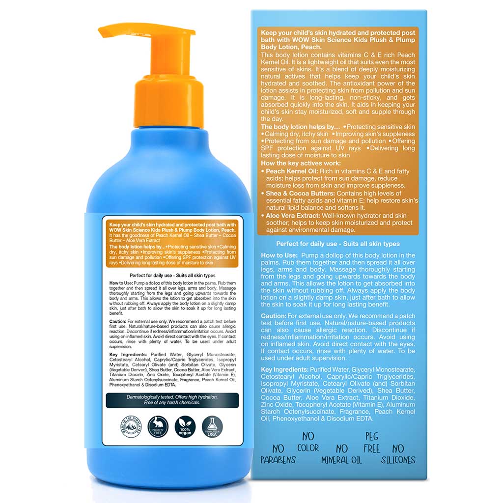 Kids Plush & Plump Body Lotion - Peach - SPF 15 - No Parabens, Mineral Oil, Silicones & Color - 300 ml