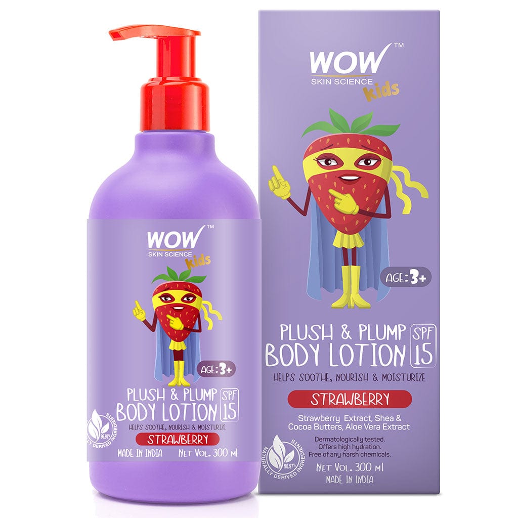 Kids Plush & Plump Body Lotion - Strawberry - SPF 15 - No Parabens, Mineral Oil, Silicones & Color - 300 ml