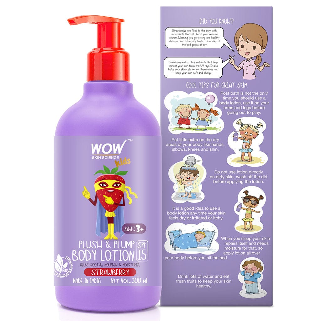 Kids Plush & Plump Body Lotion - Strawberry - SPF 15 - No Parabens, Mineral Oil, Silicones & Color - 300 ml