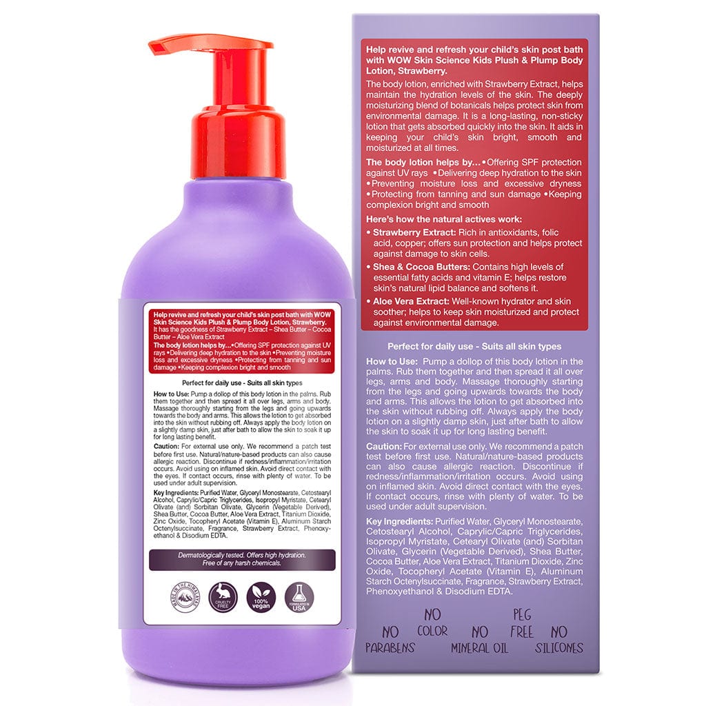 Kids Plush & Plump Body Lotion - Strawberry - SPF 15 - No Parabens, Mineral Oil, Silicones & Color - 300 ml