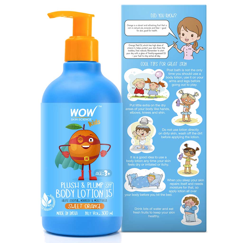 Kids Plush & Plump Body Lotion - Sweet Orange - SPF 15 - No Parabens, Mineral Oil, Silicones & Color - 300 ml