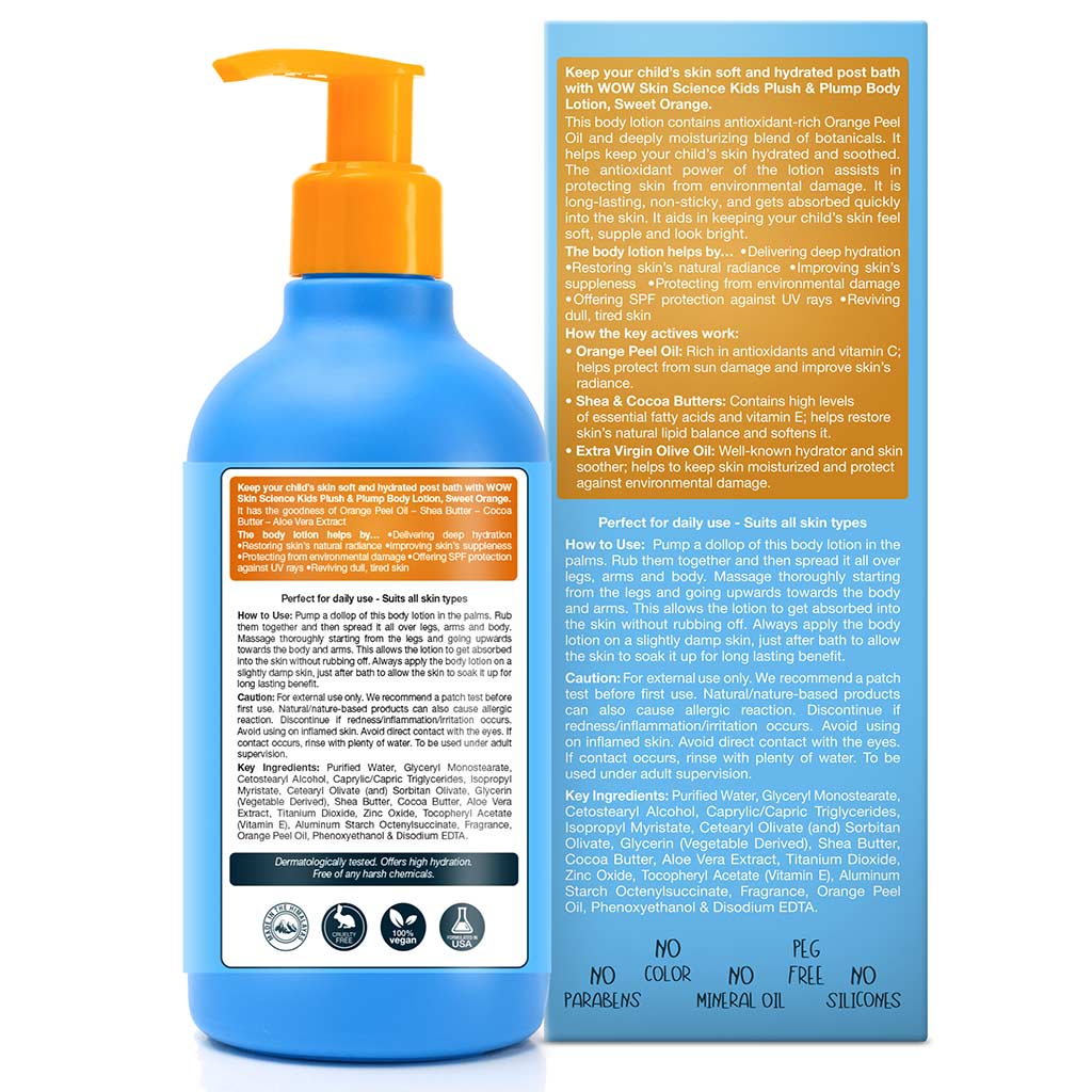 Kids Plush & Plump Body Lotion - Sweet Orange - SPF 15 - No Parabens, Mineral Oil, Silicones & Color - 300 ml