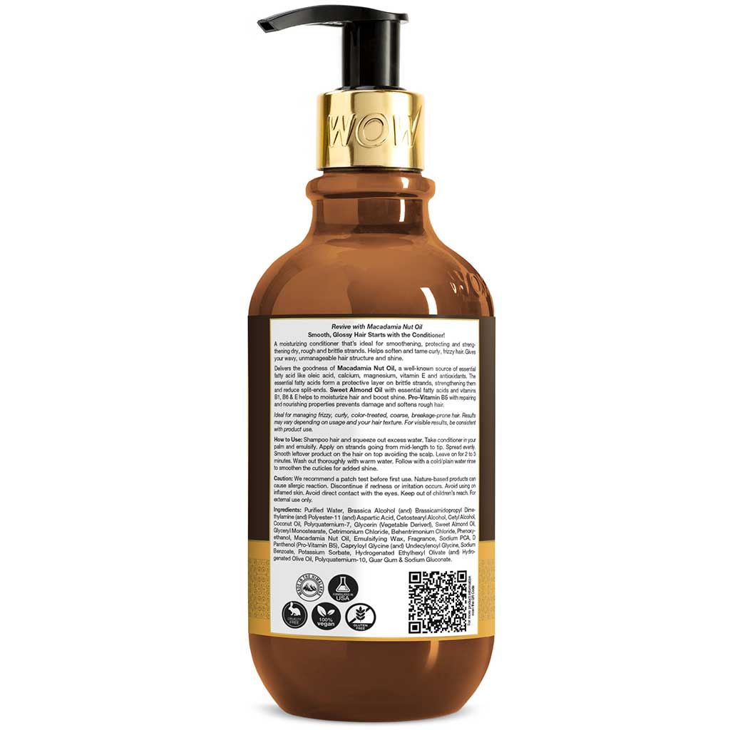 Macadamia Nut Oil Conditioner  - Deeply Rejuvenating - Softening & Smoothening Care - No Mineral Oil, Parabens, Silicones & Color - 300ml