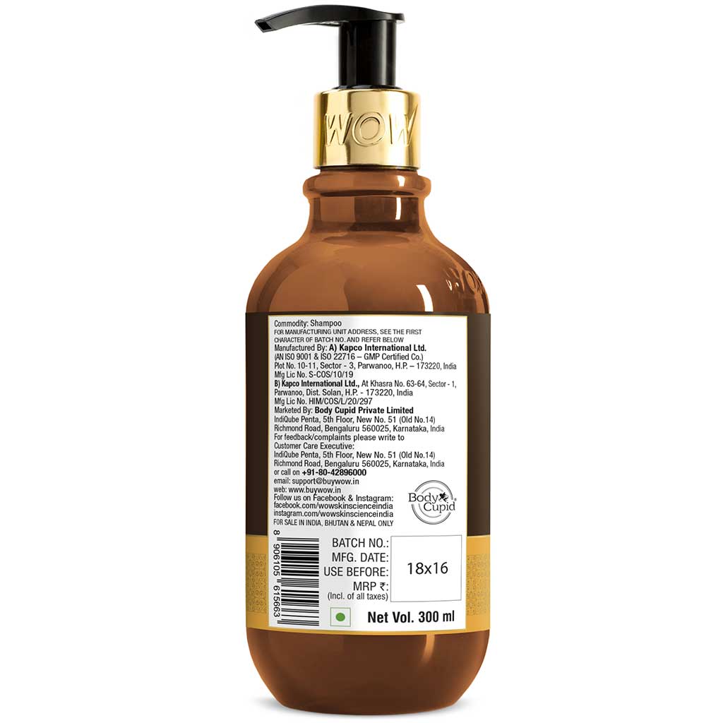 Macadamia Nut Oil Shampoo - Deeply Moisturizing - Hydrating & Smoothening Care - No Sulphate, Parabens, Silicones, Color & PEG - 300ml