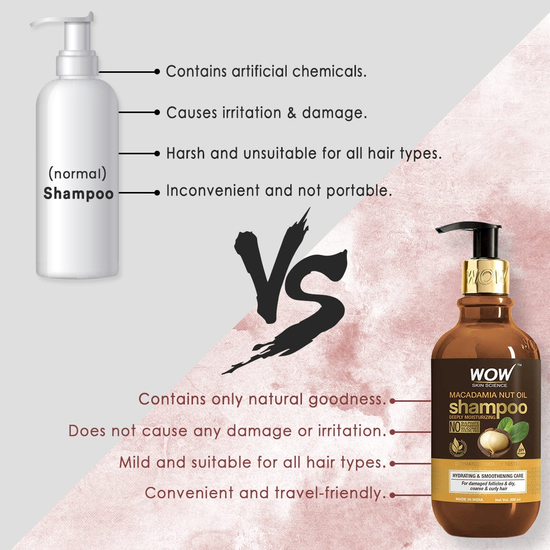 Macadamia Nut Oil Shampoo - Deeply Moisturizing - Hydrating & Smoothening Care - No Sulphate, Parabens, Silicones, Color & PEG - 300ml