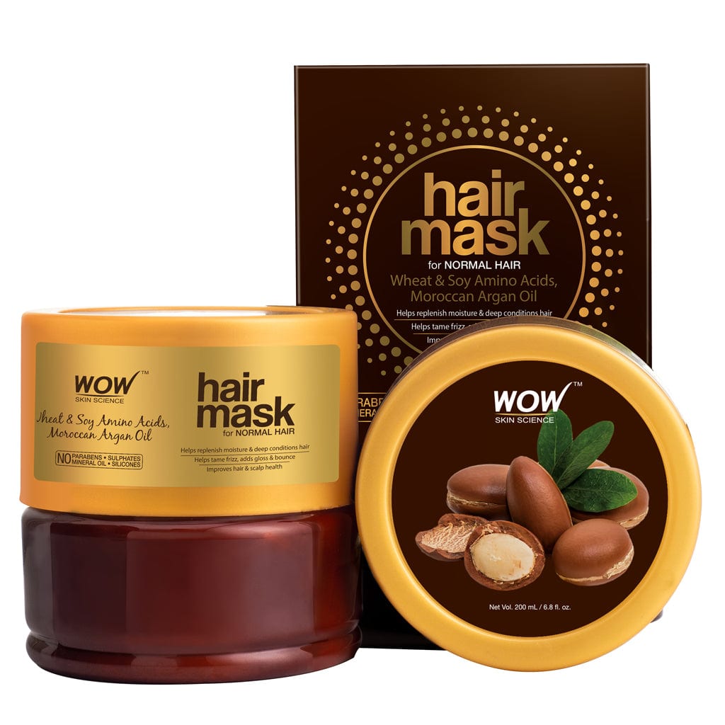 WOW Skin Science Wheat & Soy Amino Acids, Moroccan Argan Oil Hair Mask for Normal Hair - 200 ml - BuyWow