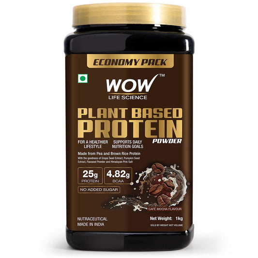 WOW Life Science Plant Based Protein Powder - Cafe Mocha Flavour - 1kg