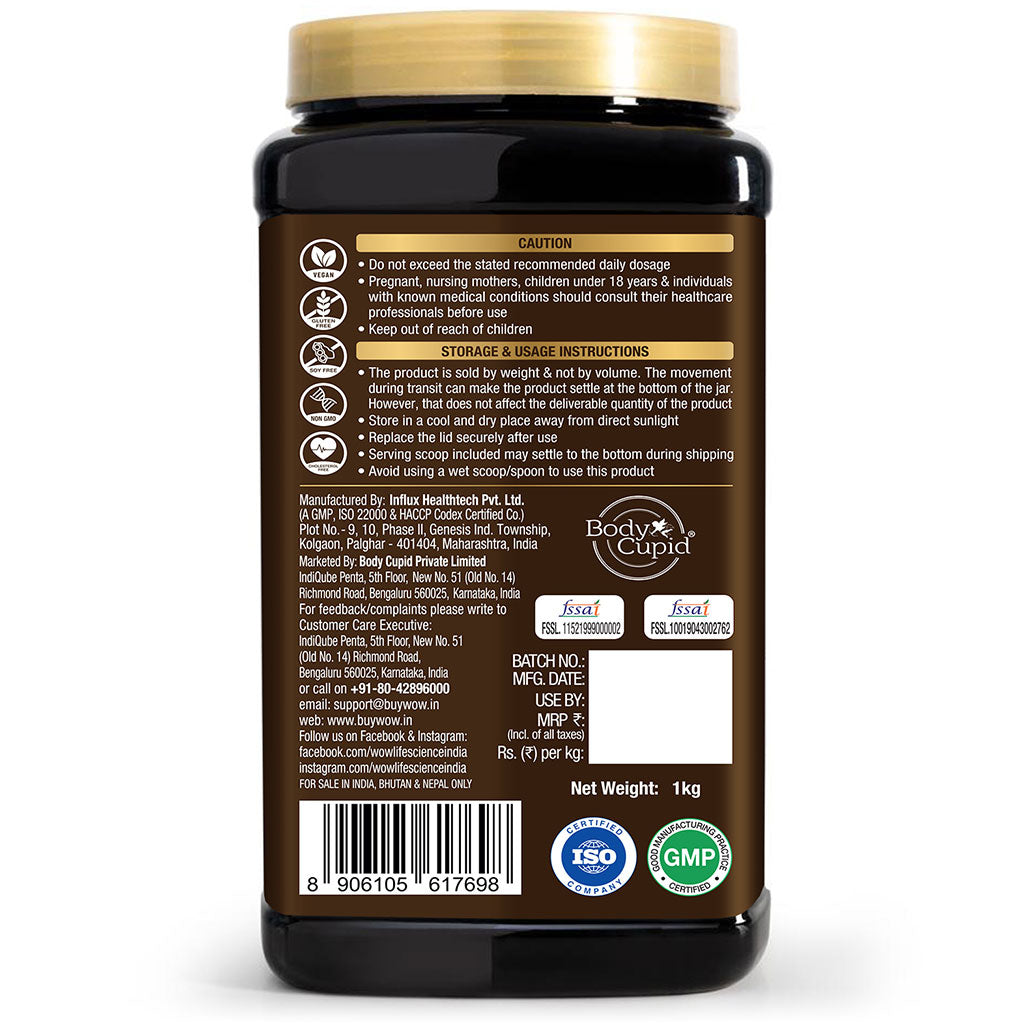 WOW Life Science Plant Based Protein Powder - Cafe Mocha Flavour - 1kg