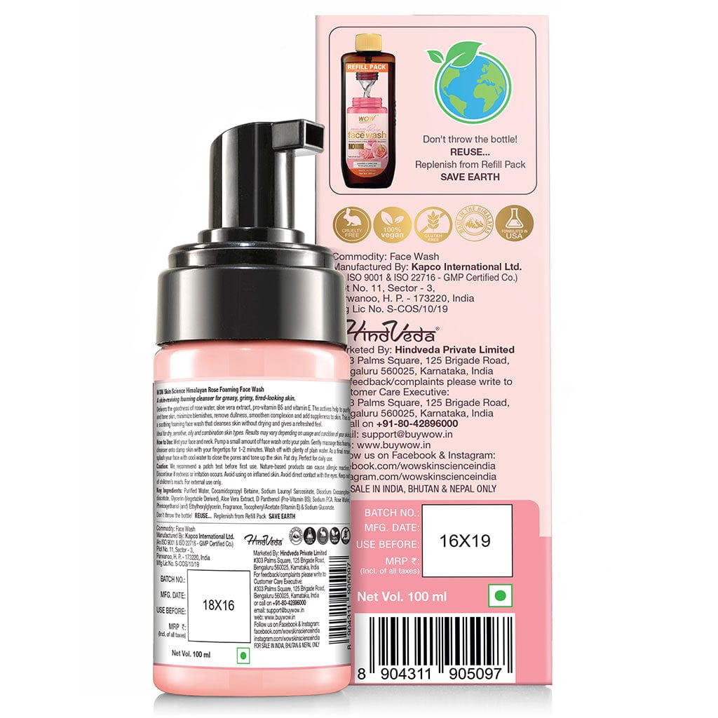 Himalayan Rose Foaming Face Wash - For dull, grimy, patchy skin - For all skin Type