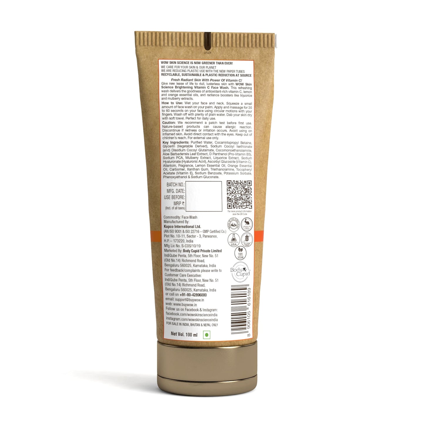 Vitamin C Face Wash In Paper Tube - 100ml