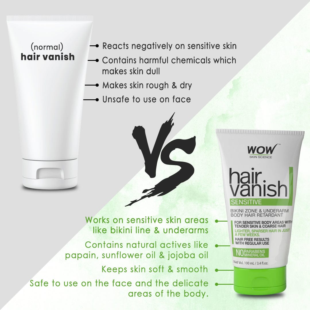 WOW Skin Science Hair Vanish Sensitive No Parabens and Mineral Oil - 100 ml - BuyWow