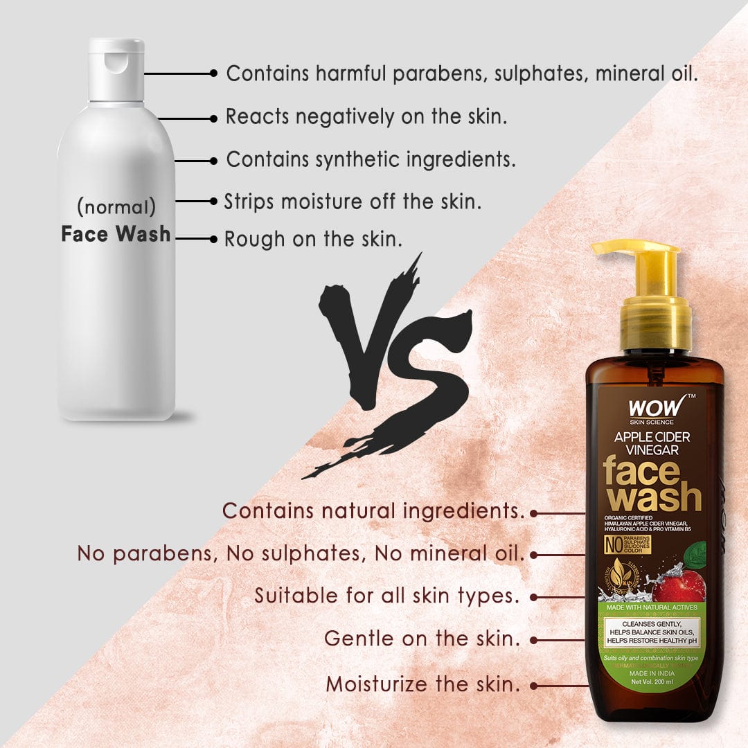 Apple Cider Vinegar Face Wash - Cleanses and Nourishes Your Skin Naturally - No Parabens, Sulfates, Silicones, or Color - 200 mL