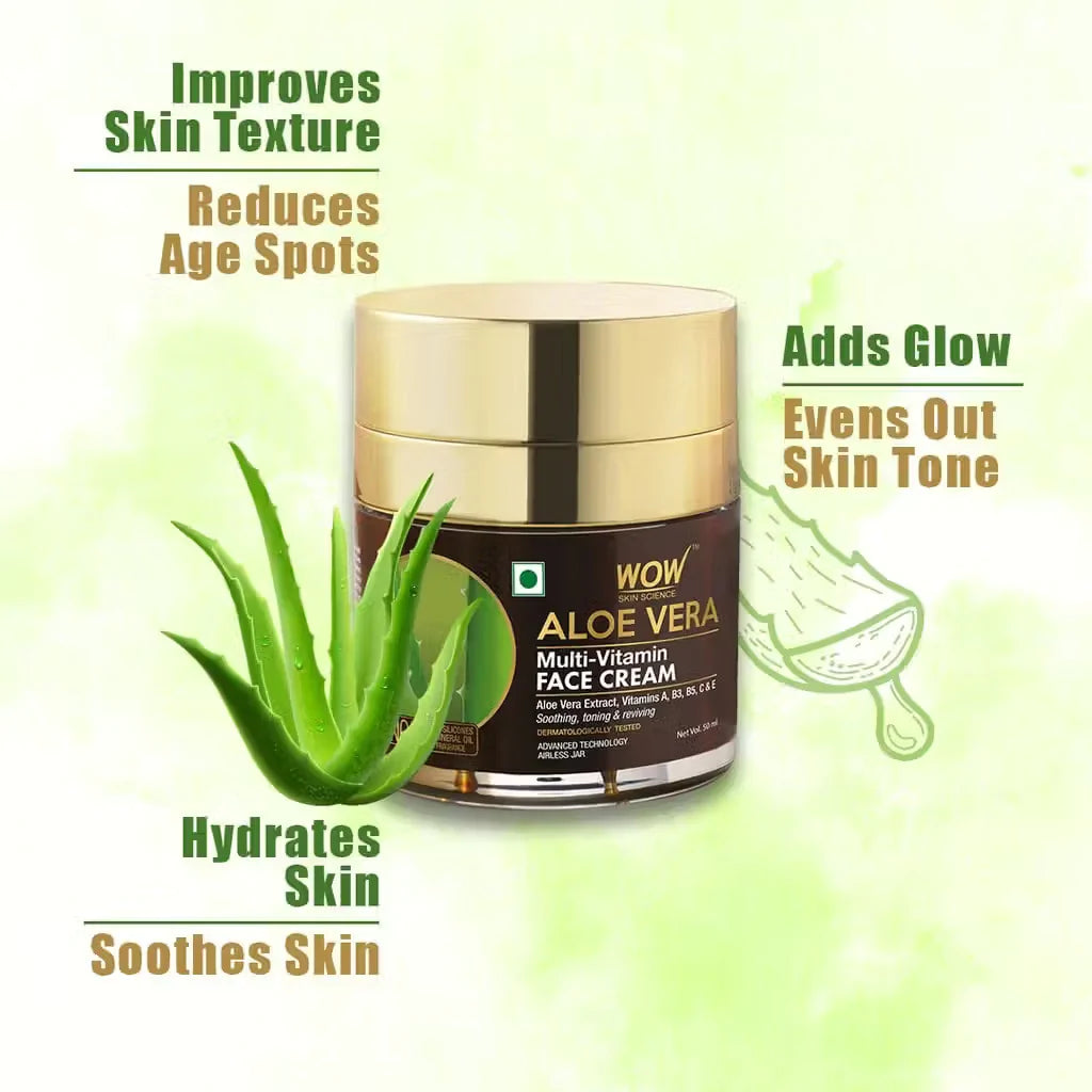 Aloe Vera Multi-Vitamin Face Cream - for Soothing, Toning & Reviving - 50 ml