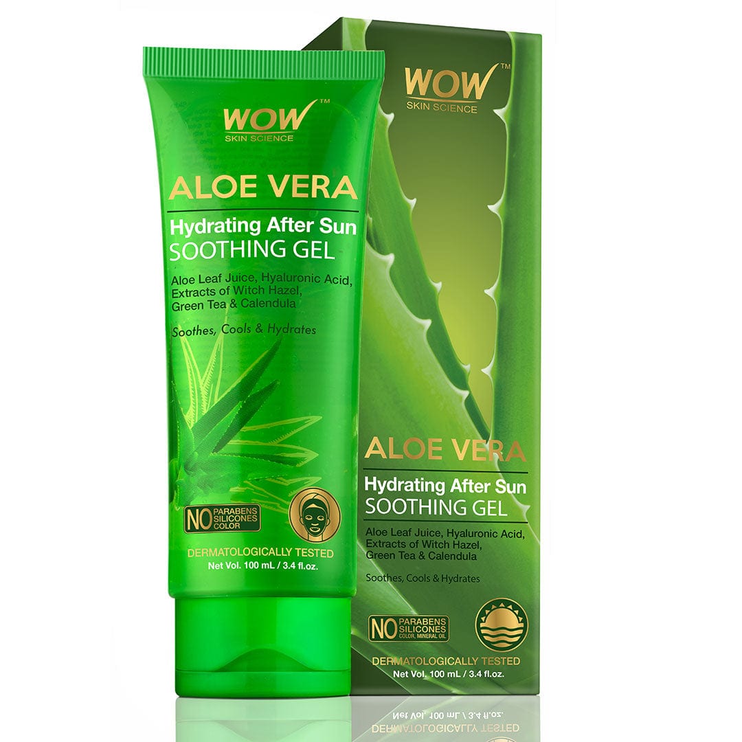 WOW Skin Science Aloe Vera with Hyaluronic Acid, Witch Hazel Extract, Green Tea & Calendula Hydrating After Sun Soothing Gel - No Parabens, Silicones & Color - 100 ml - BuyWow