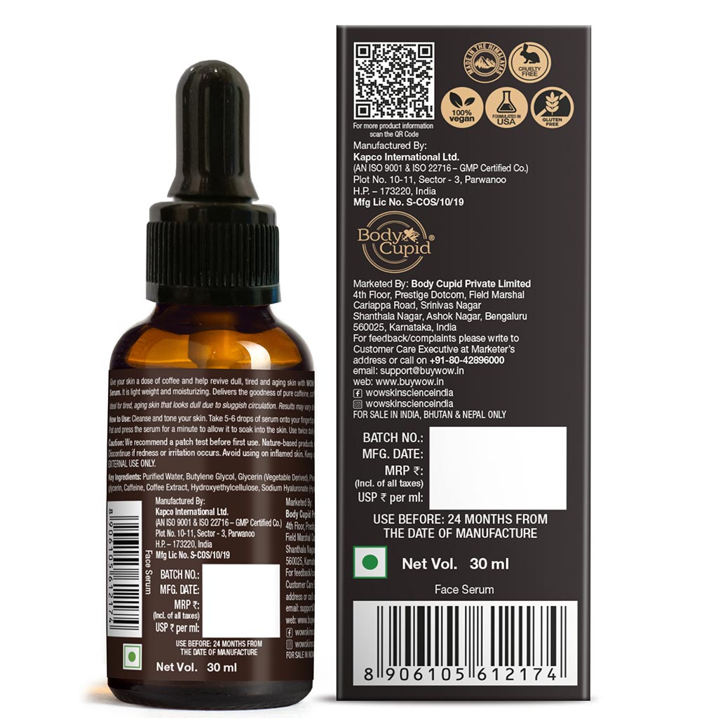 Caffeine Face Serum - To Revive Dull & Tired Skin - For Men & Women